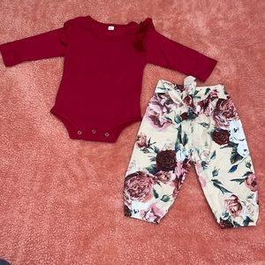 Babygirl ruffle bodysuit with floral pants